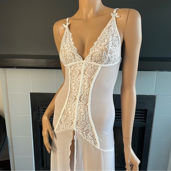 Long Sheer White Lingerie Dress - Picture 3 of 6
